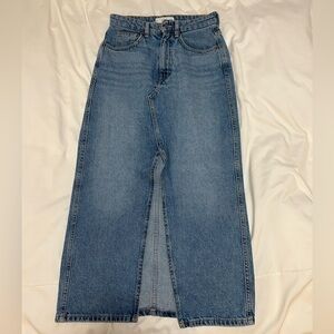 Classic Blue Denim Midi Skirt